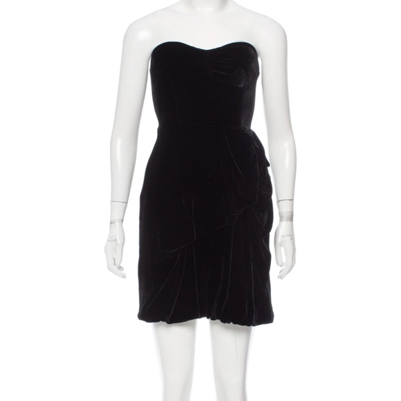 Marc Jacobs Silk Velvet Cocktail Party Strapless Black Dress - Picture 9 of 9
